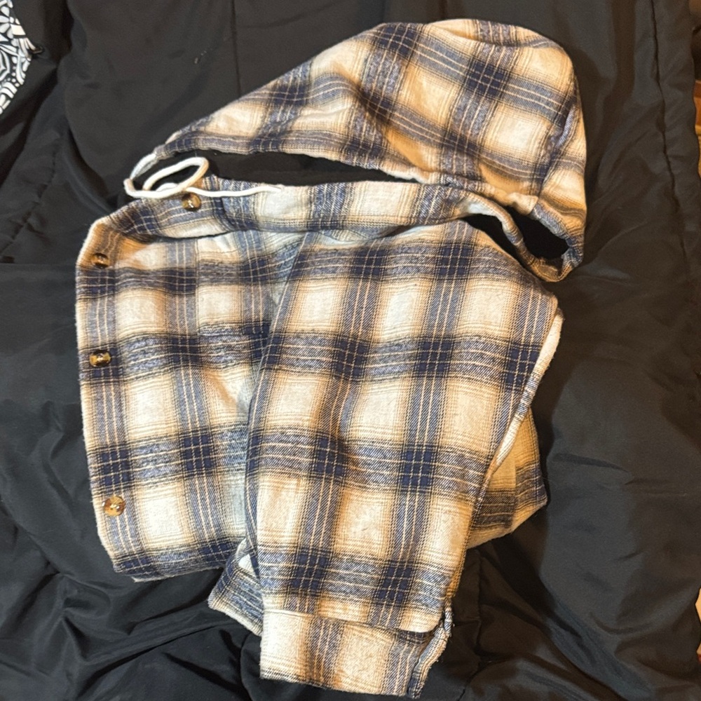 SHEIN Blue and Cream Plaid Jacket